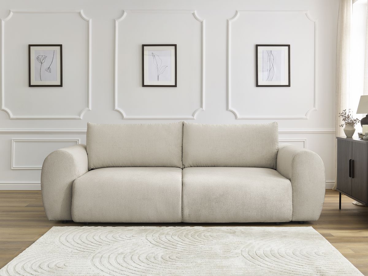 Canapé droit convertible coffre LUCIEN lisse beige — vue 5