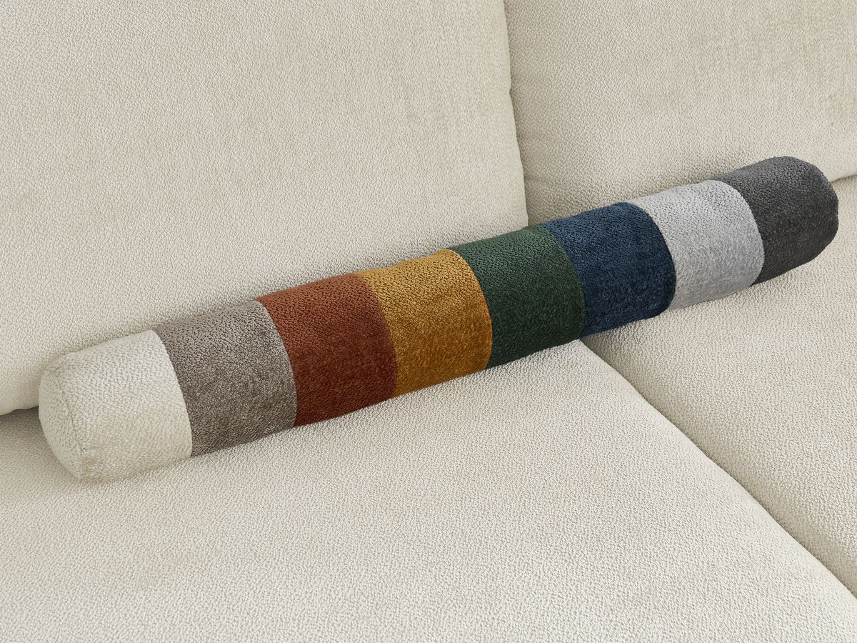 Canapé d'angle fixe EVEREST tissu chiné - Orange - Angle droit - 10 coussins