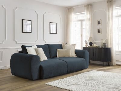Canapé droit convertible coffre LUCIEN tissu lisse
