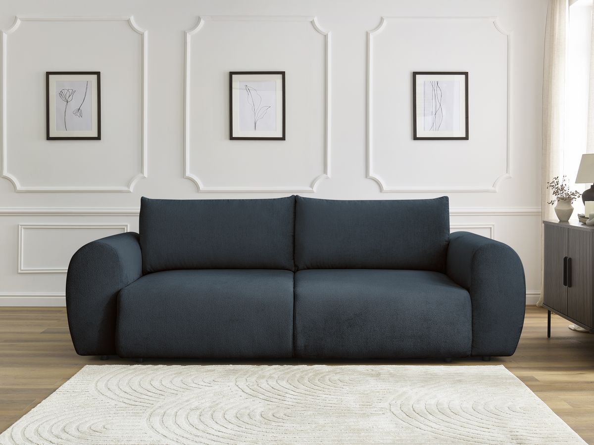 Canapé droit convertible coffre LUCIEN lisse bleu foncé — vue 5