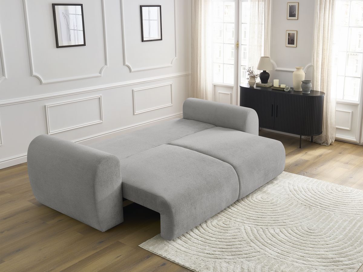 Canapé droit convertible coffre LUCIEN tissu lisse