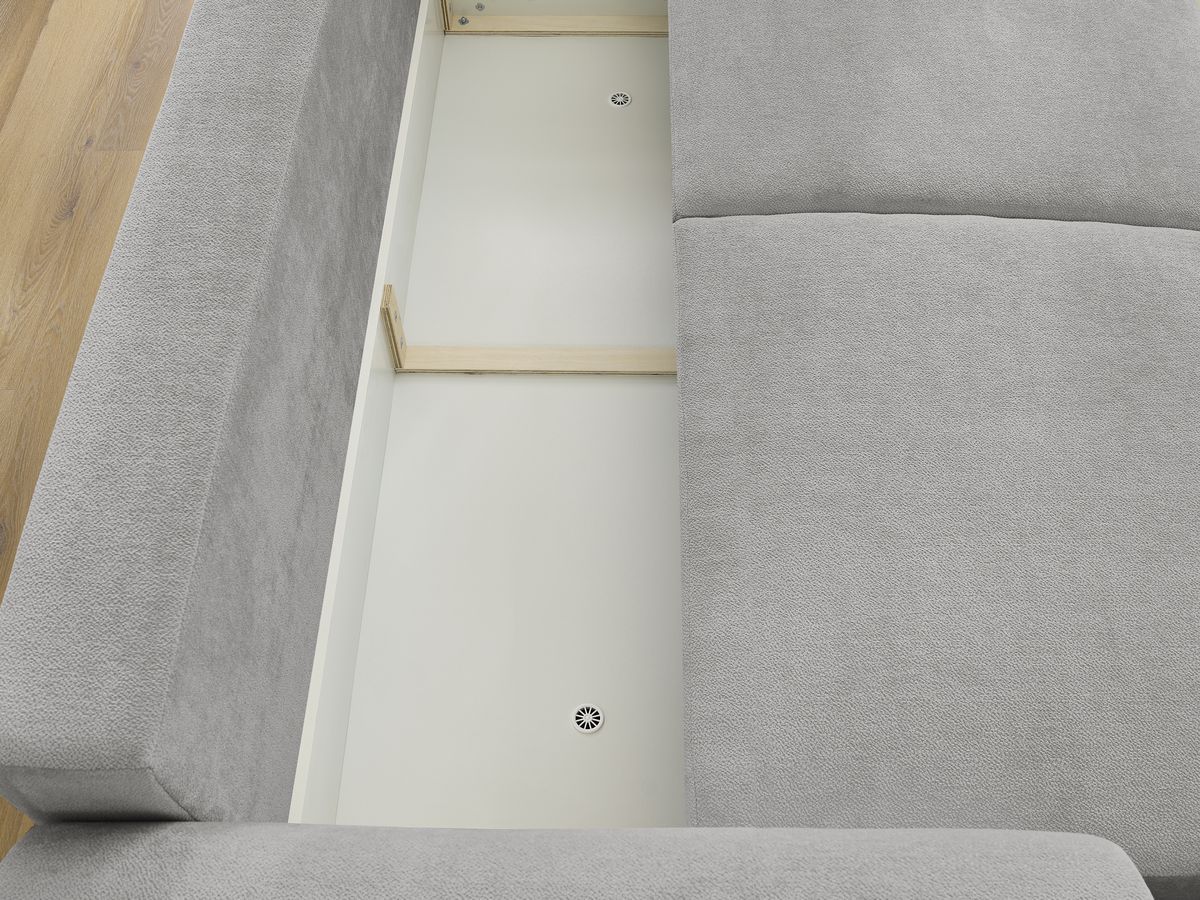 Canapé droit convertible coffre LUCIEN tissu lisse