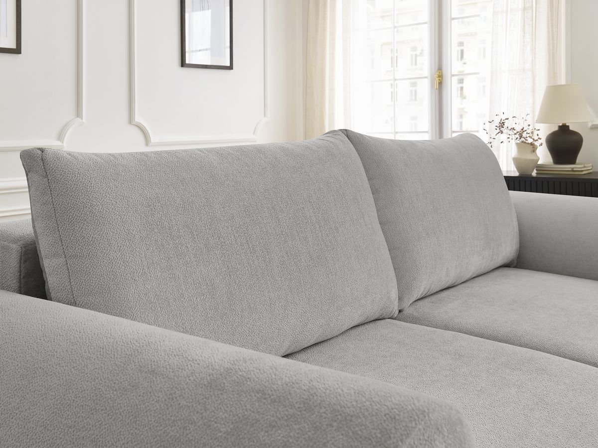 Canapé droit convertible coffre LUCIEN tissu lisse