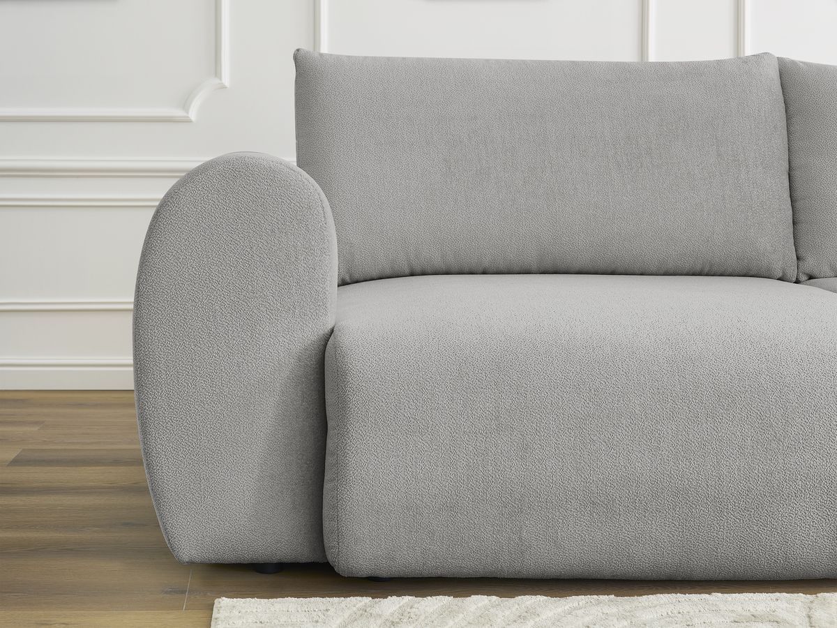 Canapé droit convertible coffre LUCIEN tissu lisse