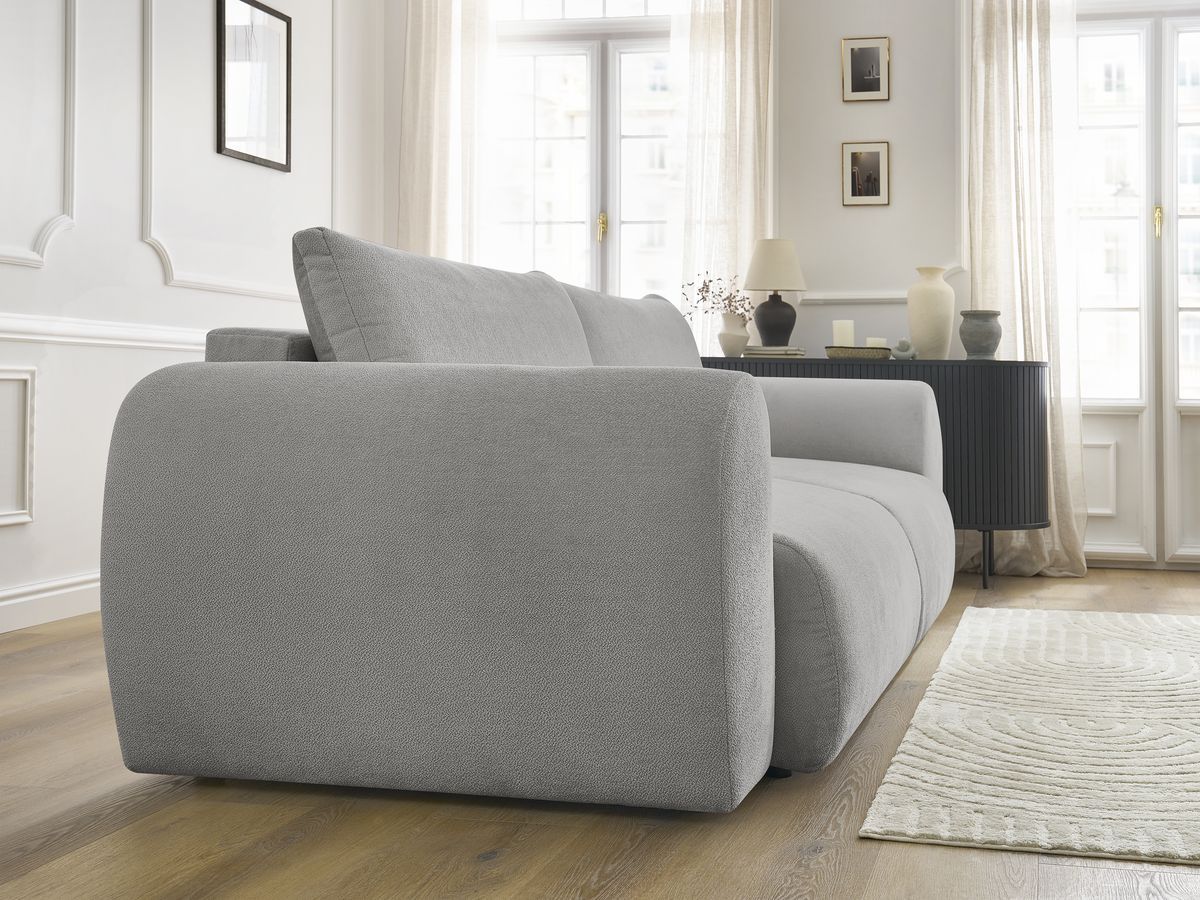 Canapé droit convertible coffre LUCIEN tissu lisse