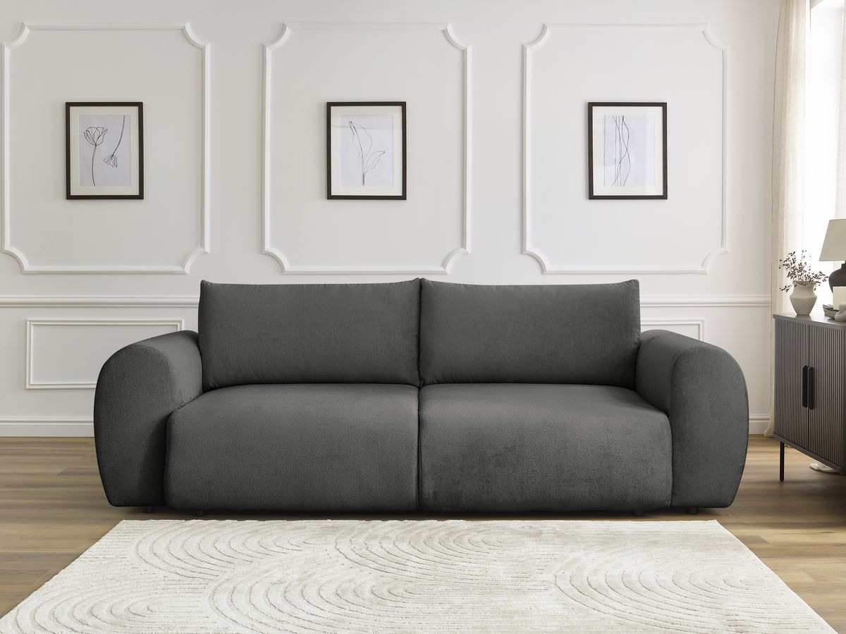 Canapé droit convertible coffre LUCIEN lisse gris foncé — vue 5