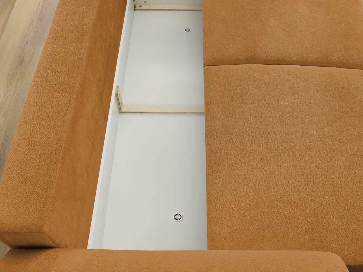 Canapé droit convertible coffre LUCIEN tissu lisse