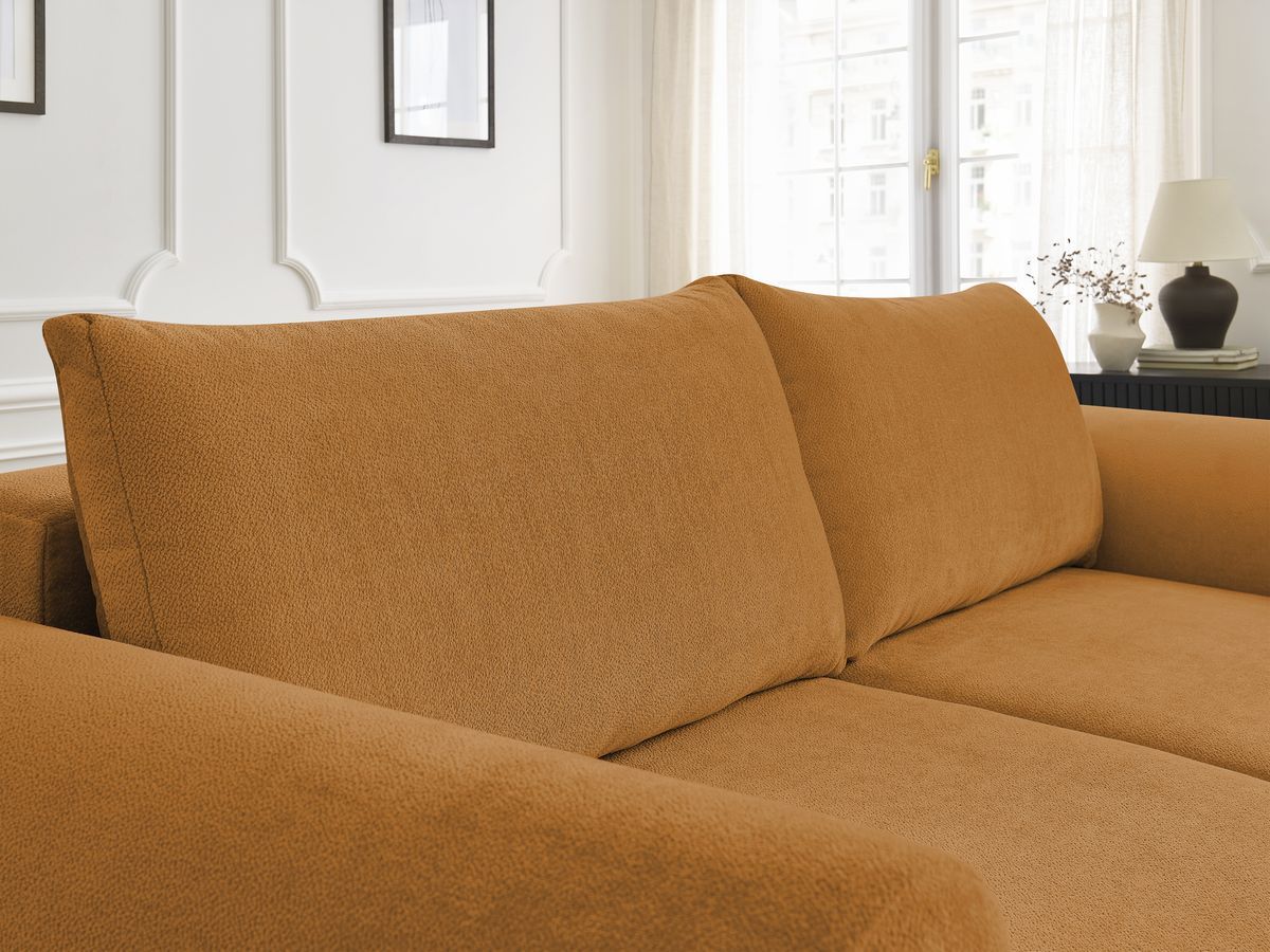 Canapé droit convertible coffre LUCIEN tissu lisse