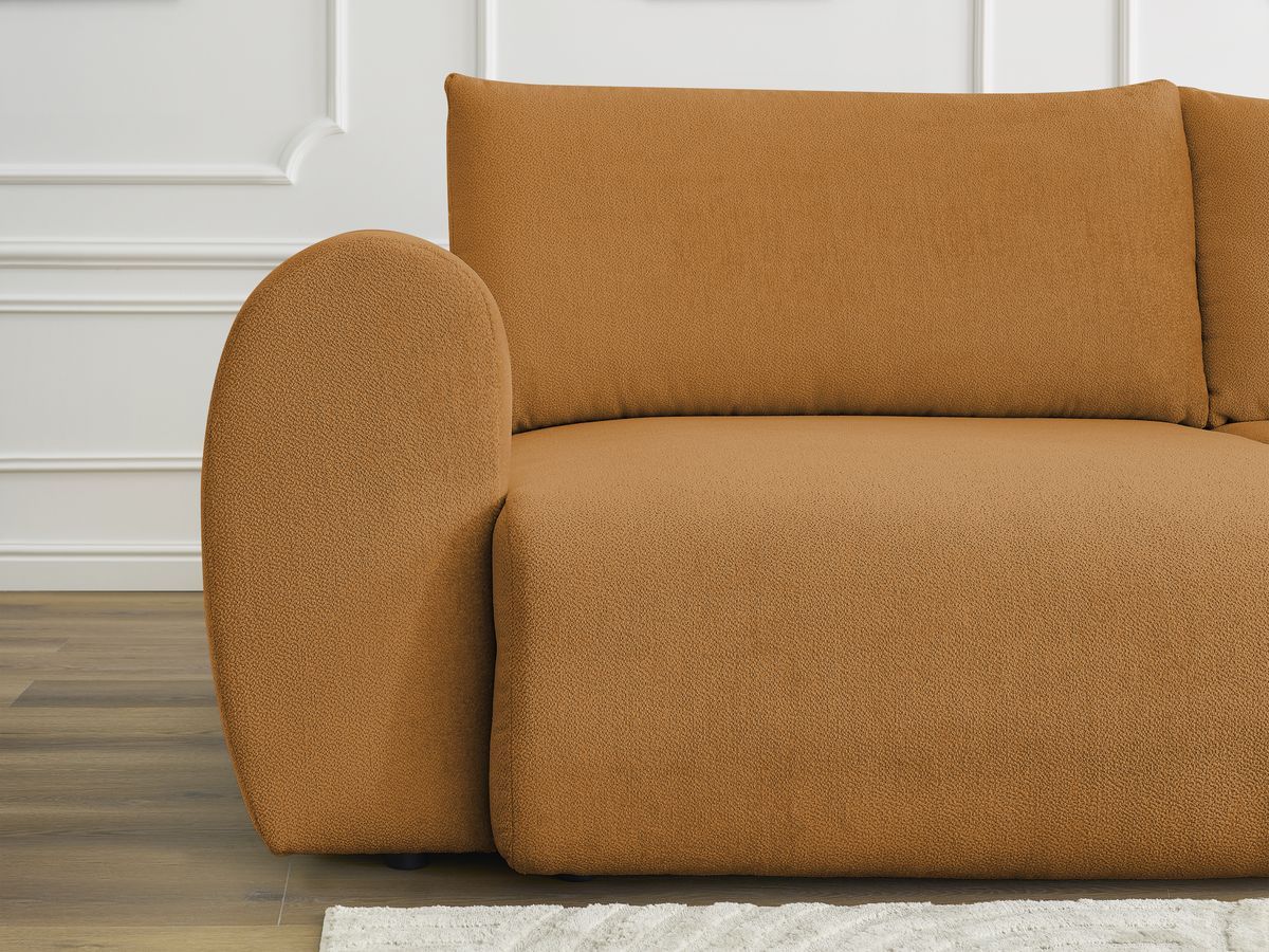 Canapé droit convertible coffre LUCIEN tissu lisse