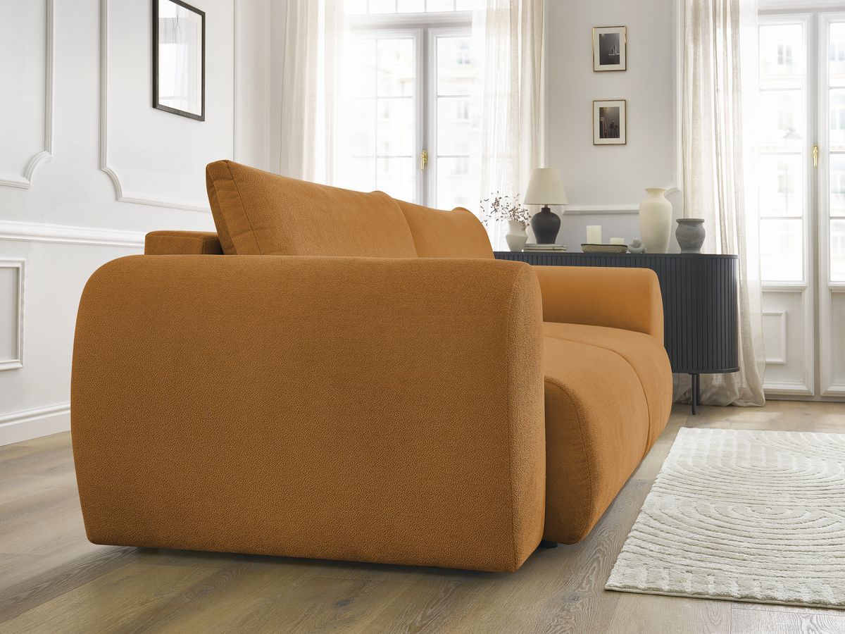 Canapé droit convertible coffre LUCIEN tissu lisse