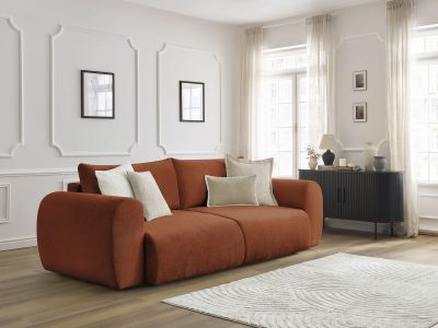 Canapé droit convertible coffre LUCIEN tissu lisse
