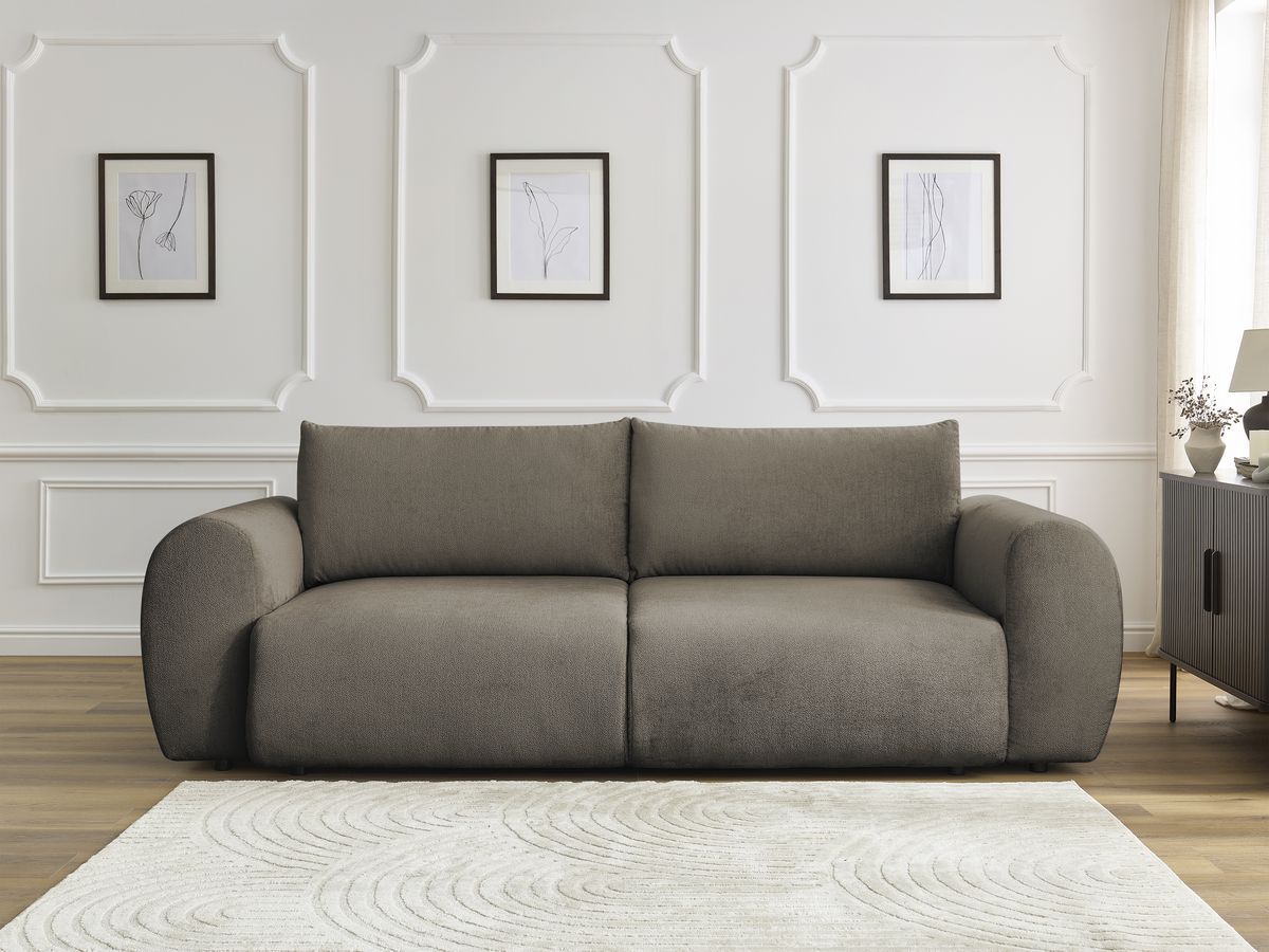 Canapé droit convertible coffre LUCIEN lisse taupe — vue 5