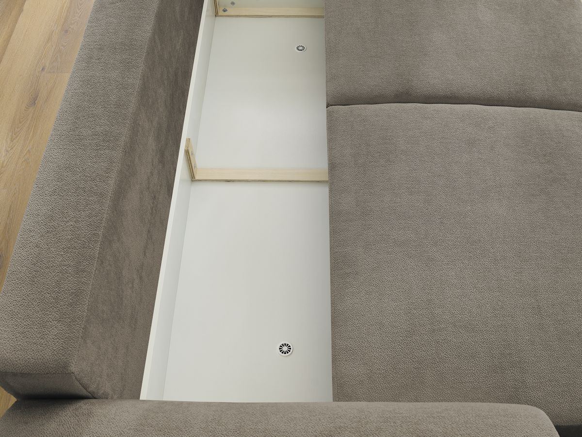 Canapé droit convertible coffre LUCIEN tissu lisse