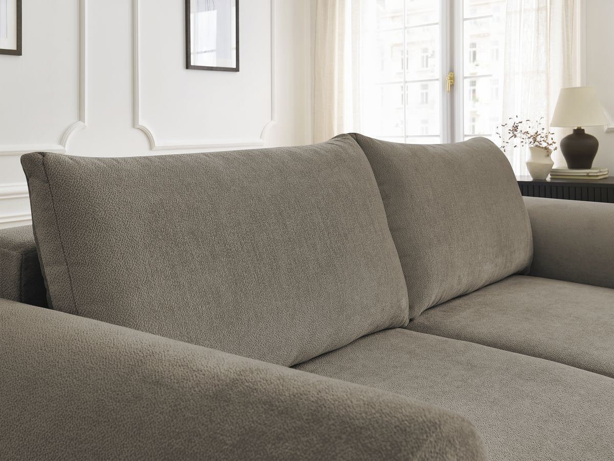 Canapé droit convertible coffre LUCIEN tissu lisse
