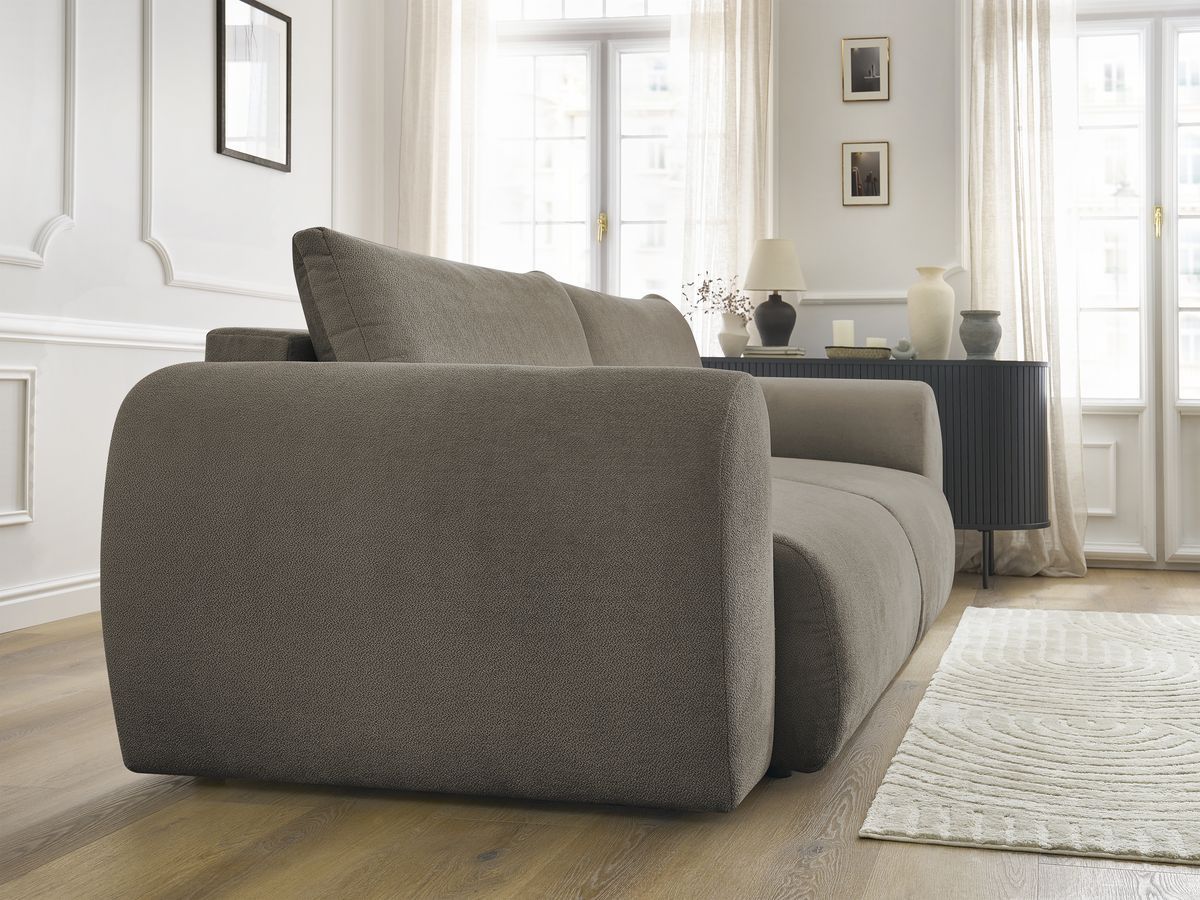 Canapé droit convertible coffre LUCIEN tissu lisse