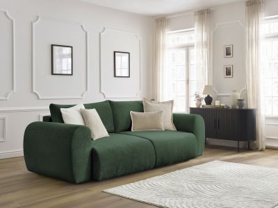 Canapé droit convertible coffre LUCIEN tissu lisse