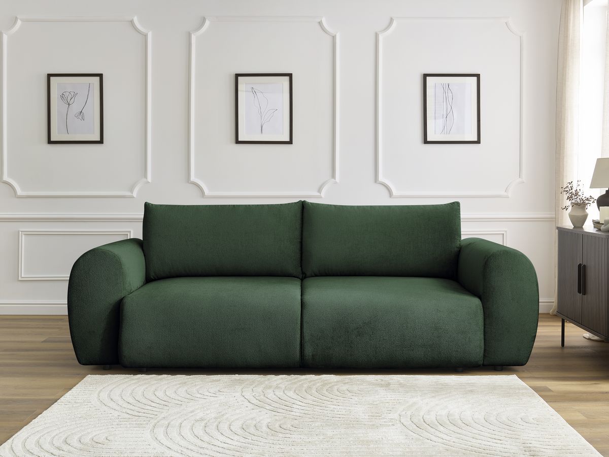 Canapé droit convertible coffre LUCIEN lisse vert — vue 5