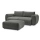 Canapé droit convertible coffre LUCIEN tissu lisse avec pouf