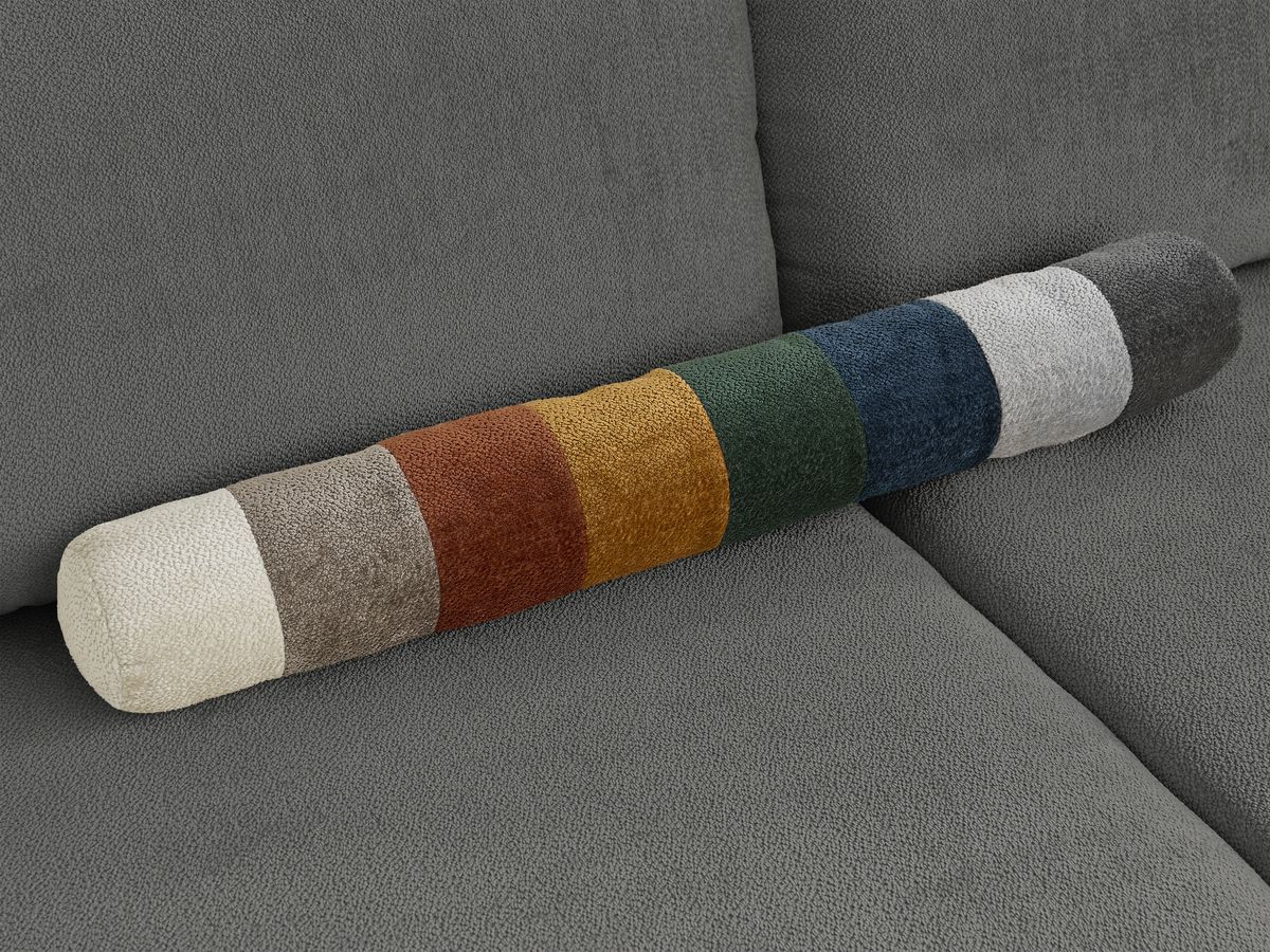 Canapé droit convertible coffre LUCIEN tissu lisse avec pouf gris foncé   BOBOCHIC 4 places - Vue supplémentaire 2