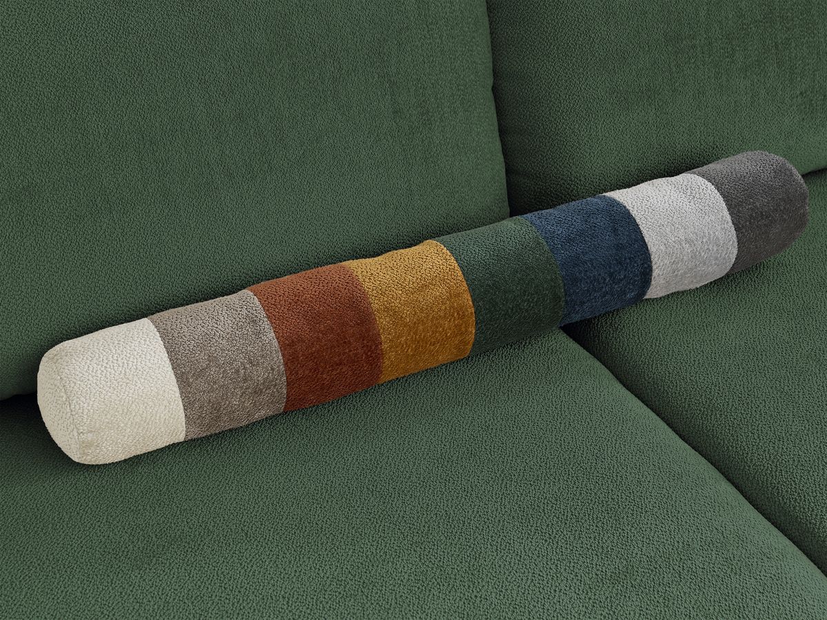 Canapé d'angle fixe EVEREST tissu chiné - Orange - Angle droit - 10 coussins