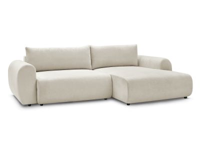 Canapé d'angle convertible coffre LUCIEN tissu lisse