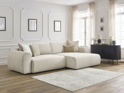 Canapé d'angle convertible coffre LUCIEN tissu lisse