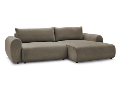 Canapé d'angle convertible coffre LUCIEN tissu lisse