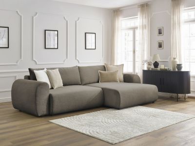 Canapé d'angle convertible coffre LUCIEN tissu lisse