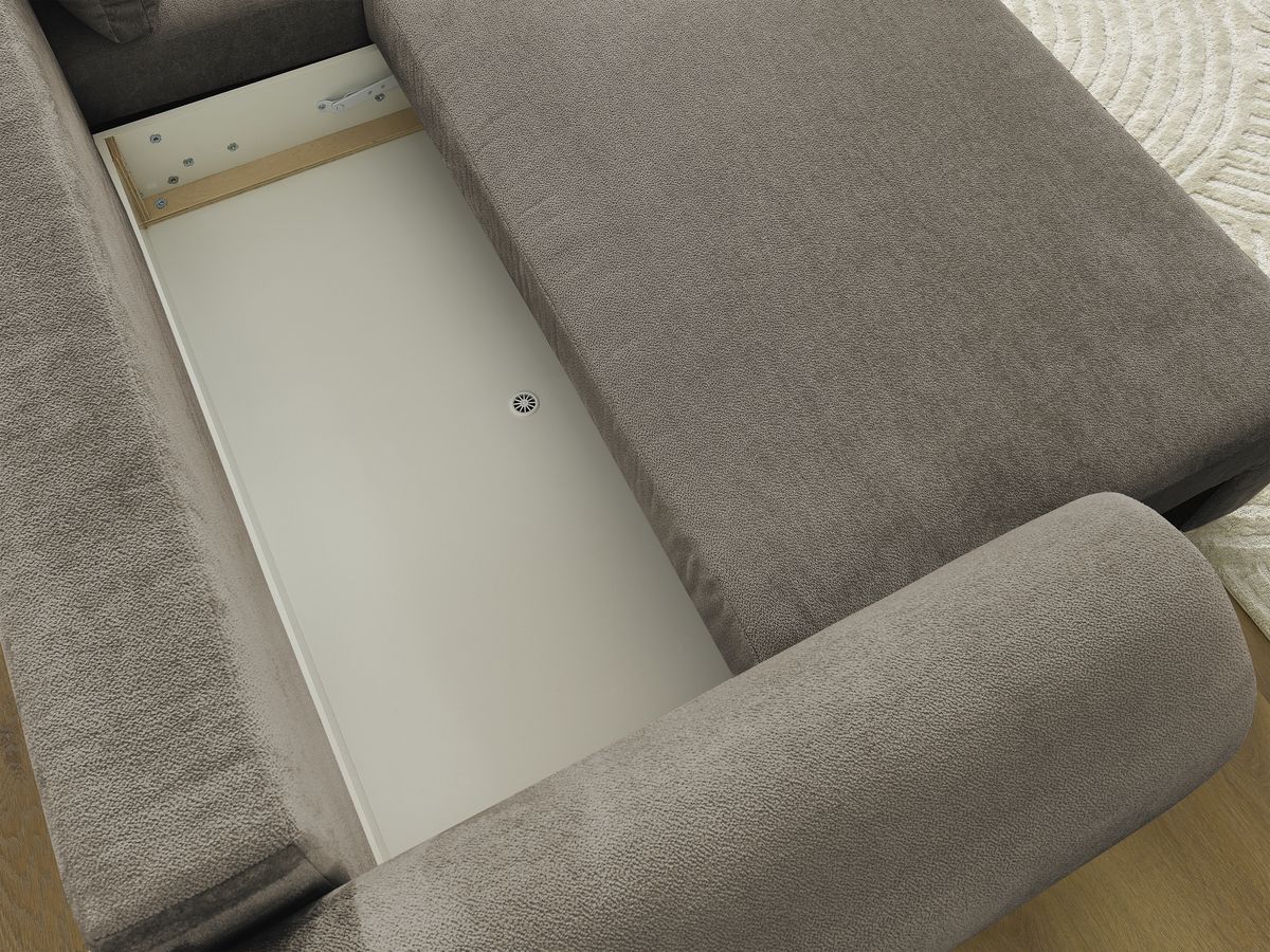 Canapé d'angle convertible coffre LUCIEN tissu lisse