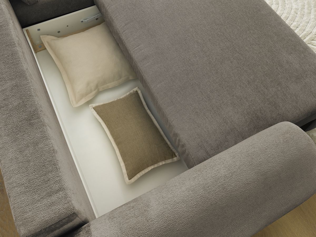 Canapé d'angle convertible coffre LUCIEN tissu lisse