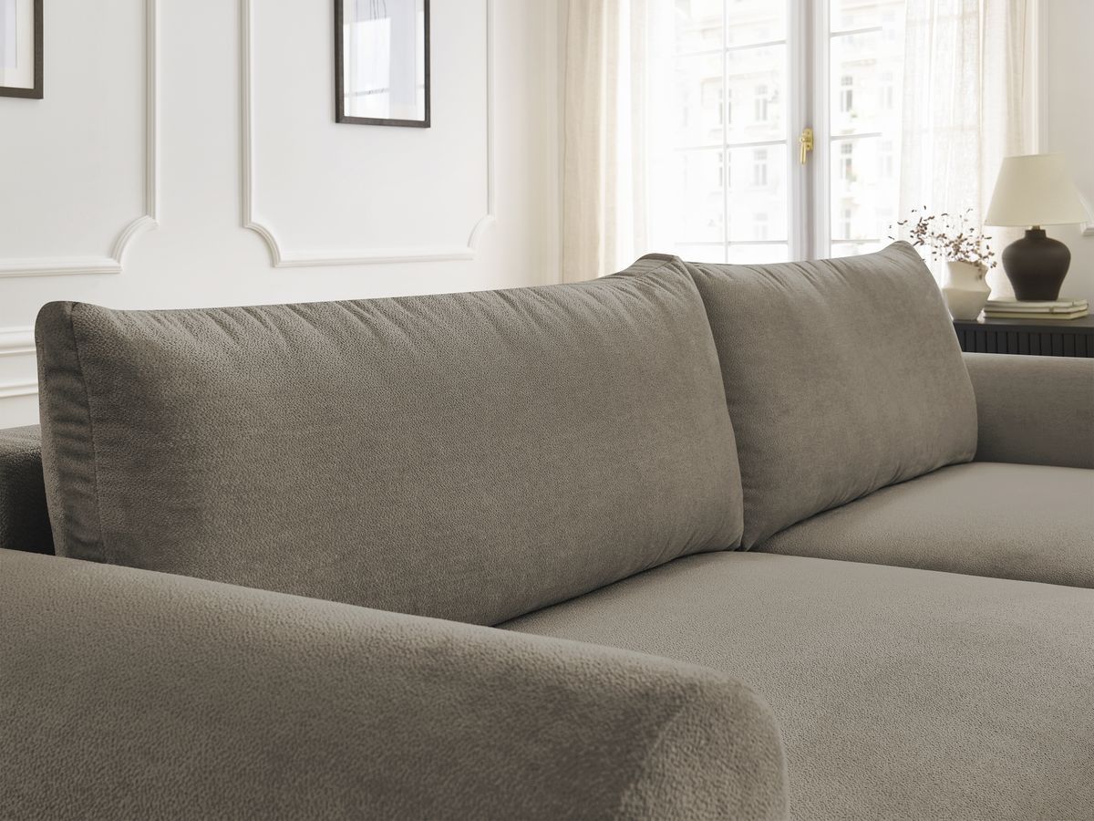 Canapé d'angle convertible coffre LUCIEN tissu lisse