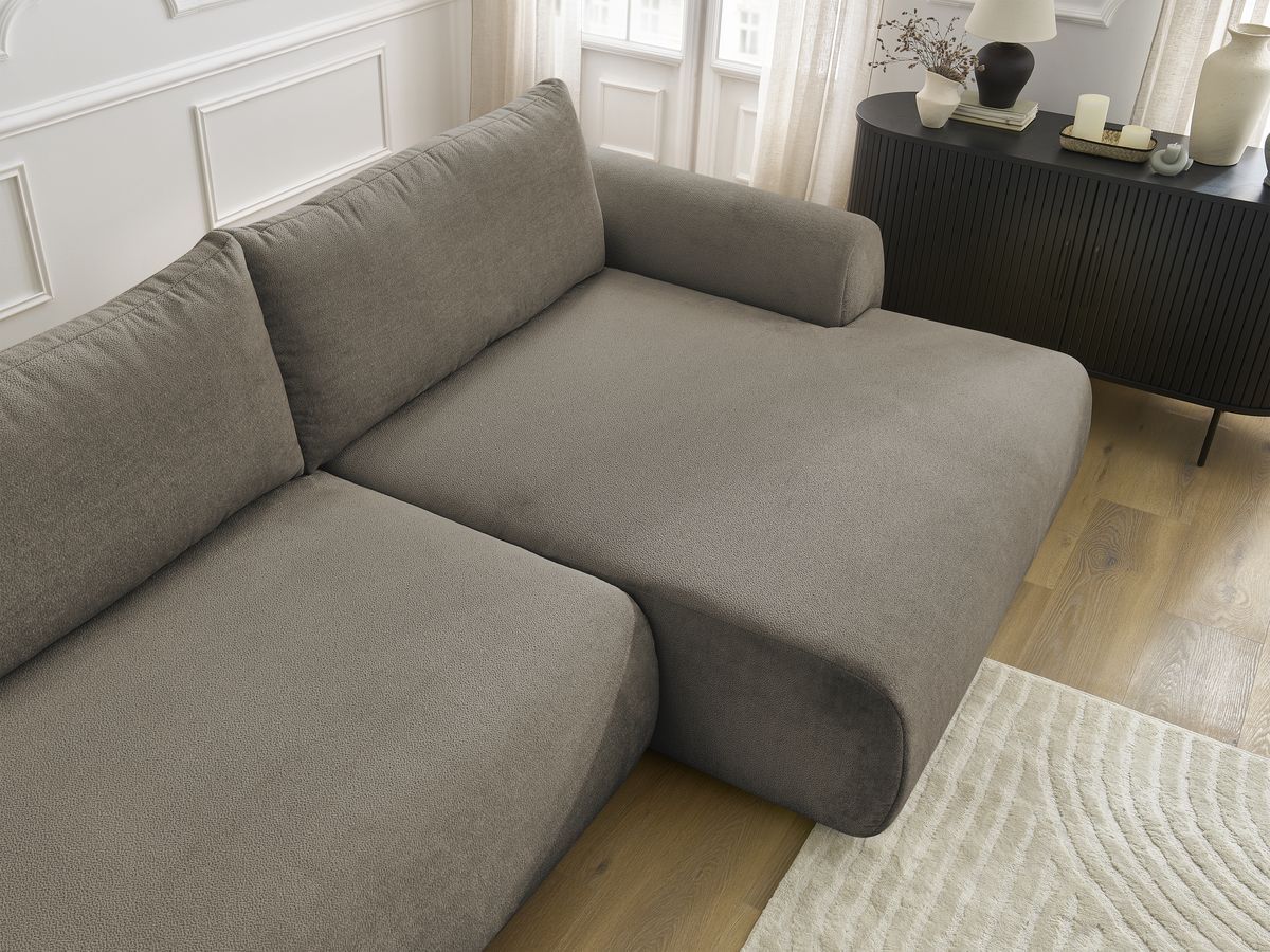 Canapé d'angle convertible coffre LUCIEN tissu lisse