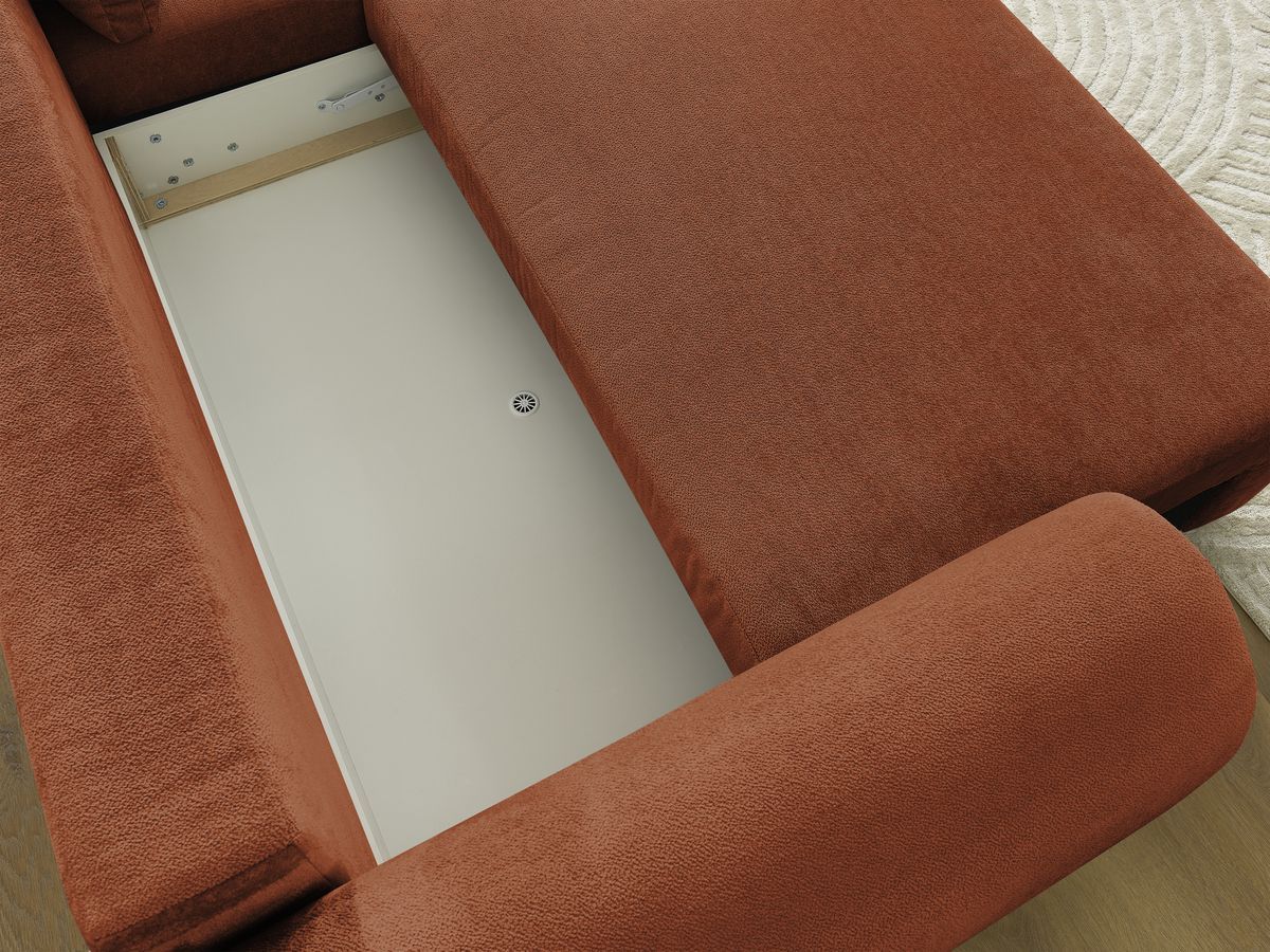 Canapé d'angle convertible coffre LUCIEN tissu lisse