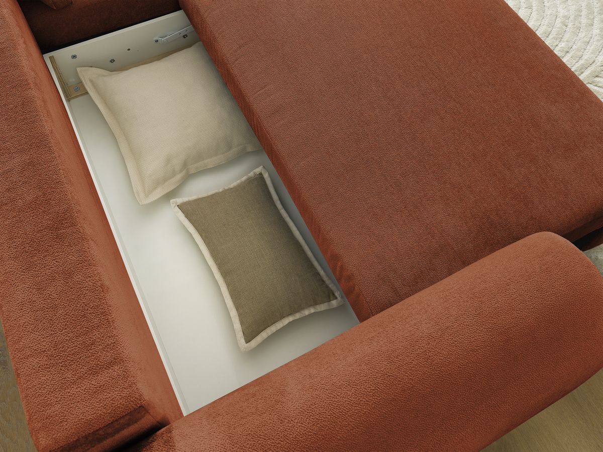 Canapé d'angle convertible coffre LUCIEN tissu lisse