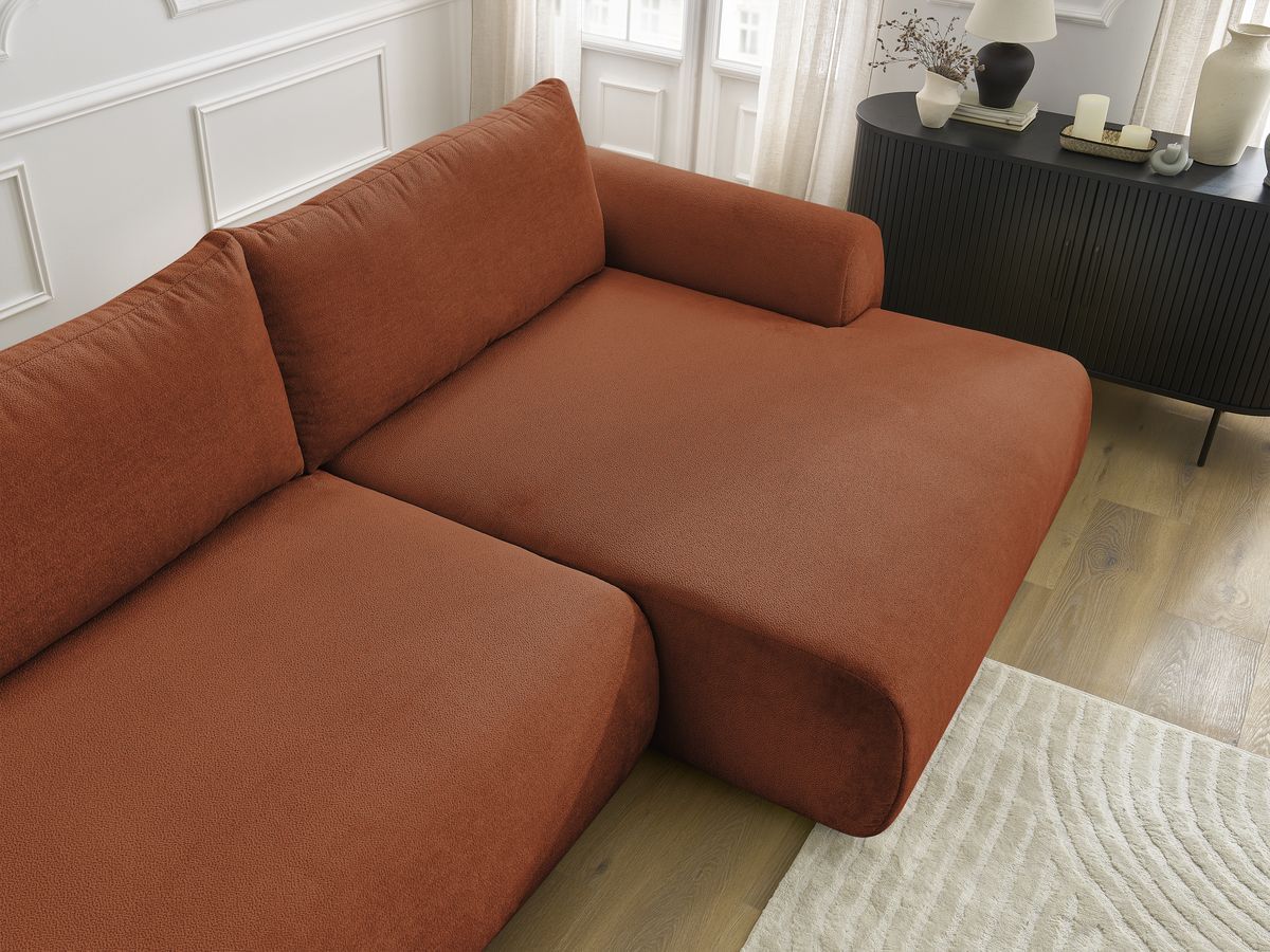 Canapé d'angle convertible coffre LUCIEN tissu lisse