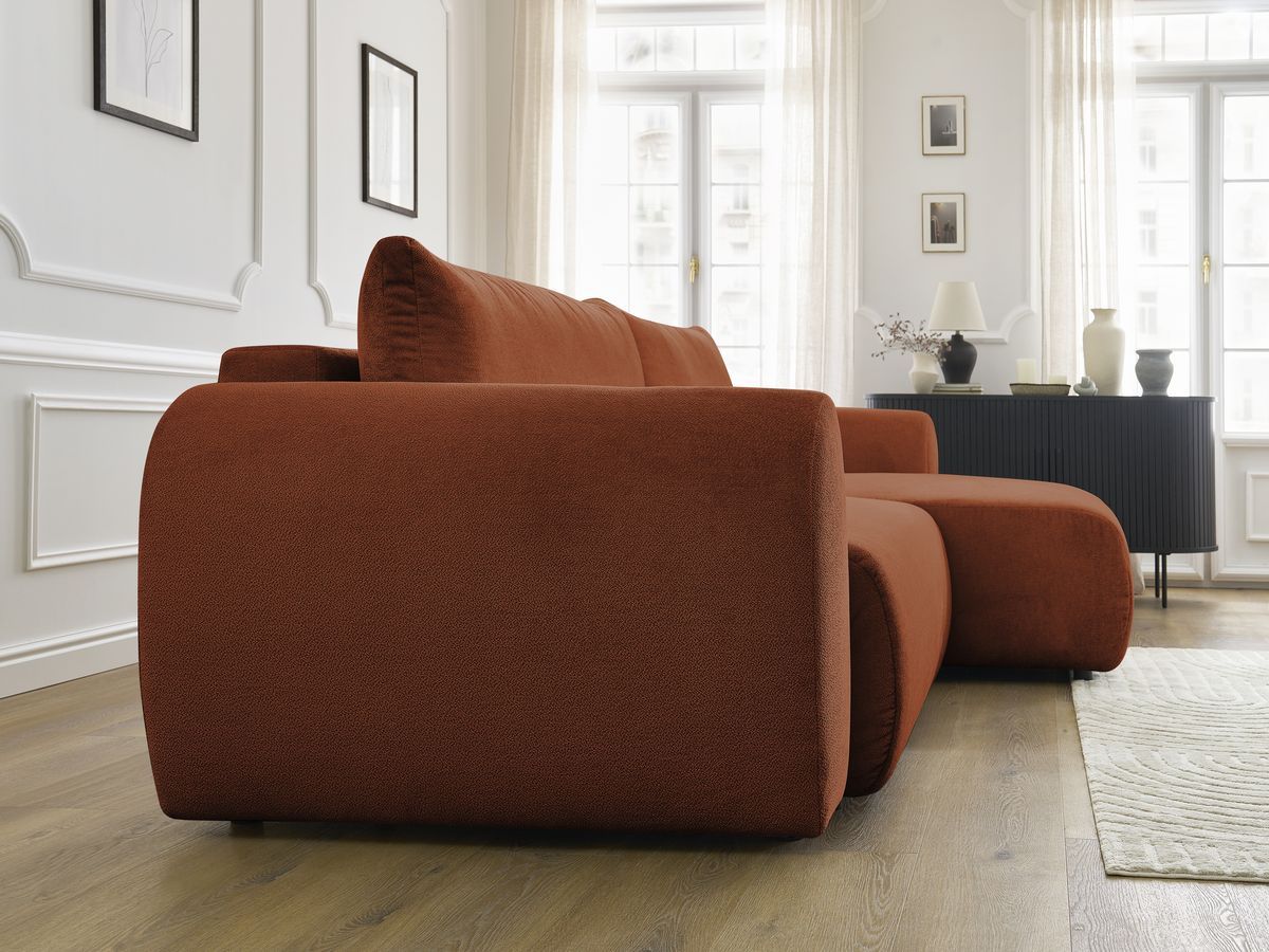 Canapé d'angle convertible coffre LUCIEN tissu lisse