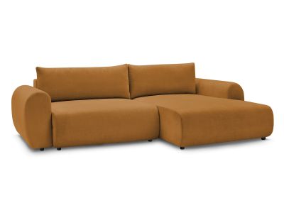 Canapé d'angle convertible coffre LUCIEN tissu lisse