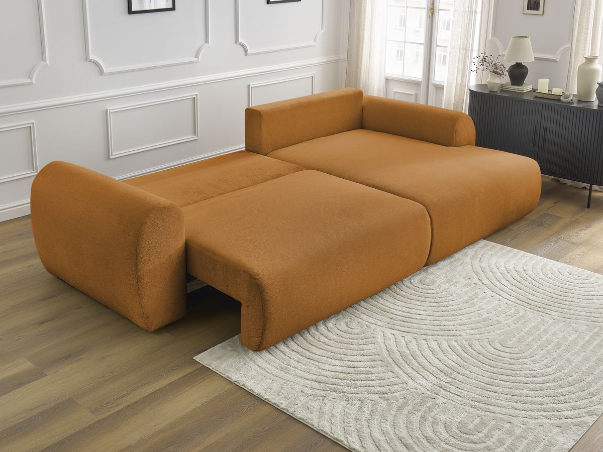 Canapé d'angle convertible coffre LUCIEN tissu lisse