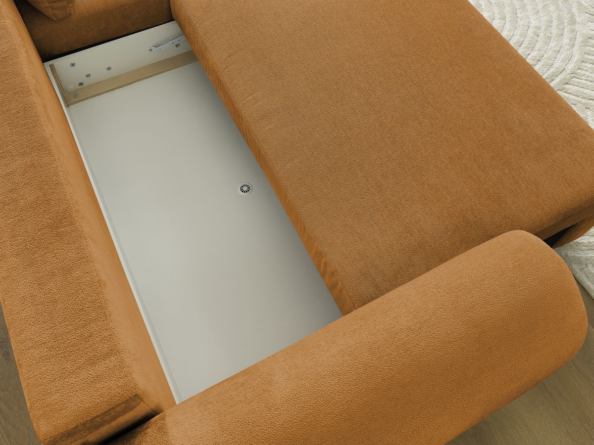 Canapé d'angle convertible coffre LUCIEN tissu lisse