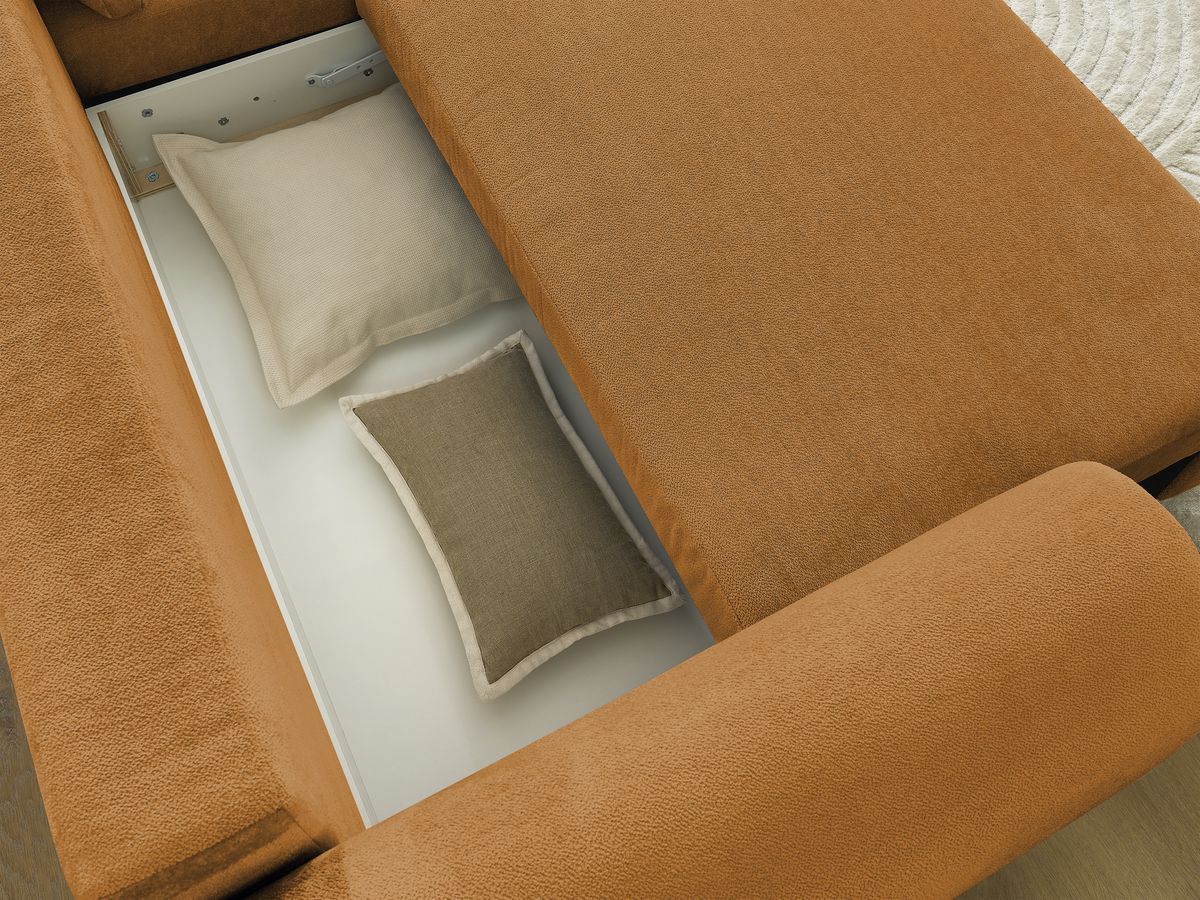 Canapé d'angle convertible coffre LUCIEN tissu lisse