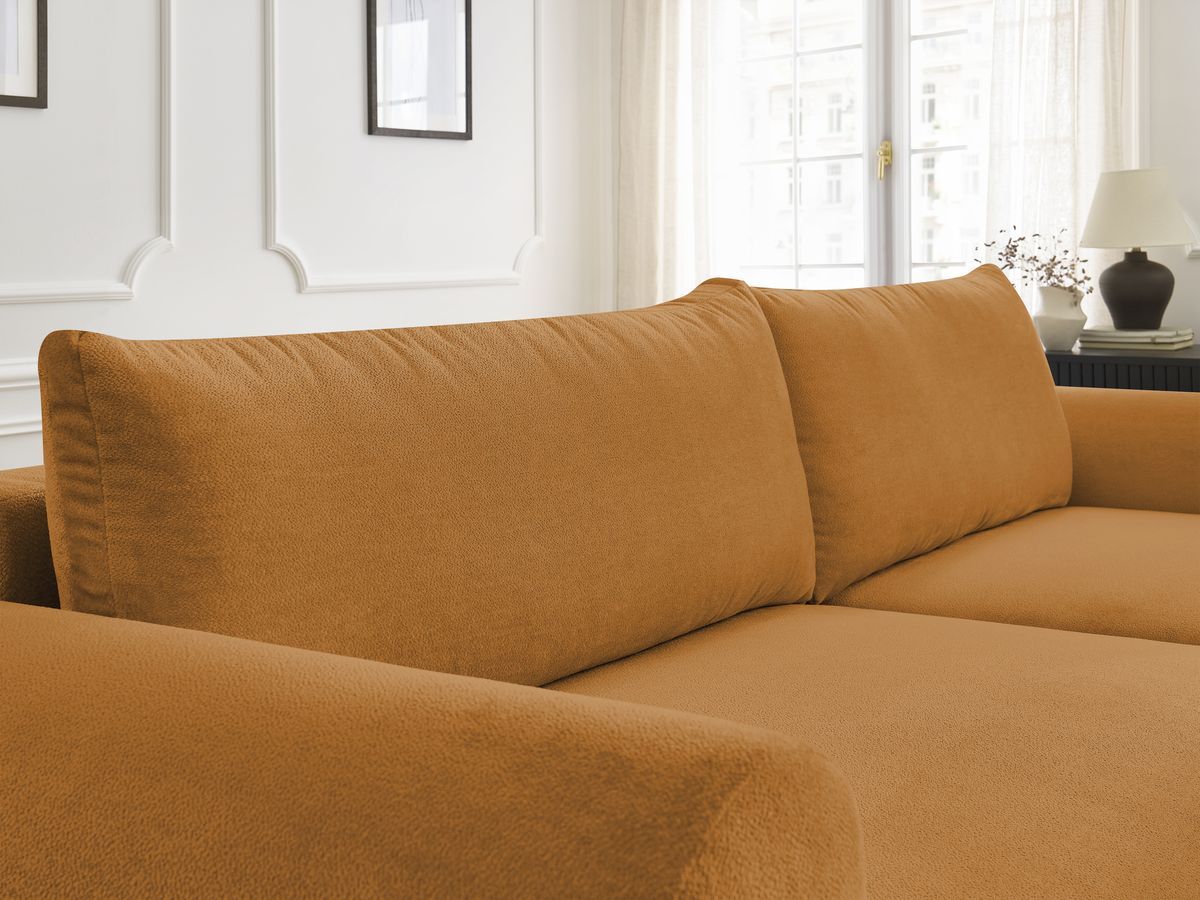 Canapé d'angle convertible coffre LUCIEN tissu lisse