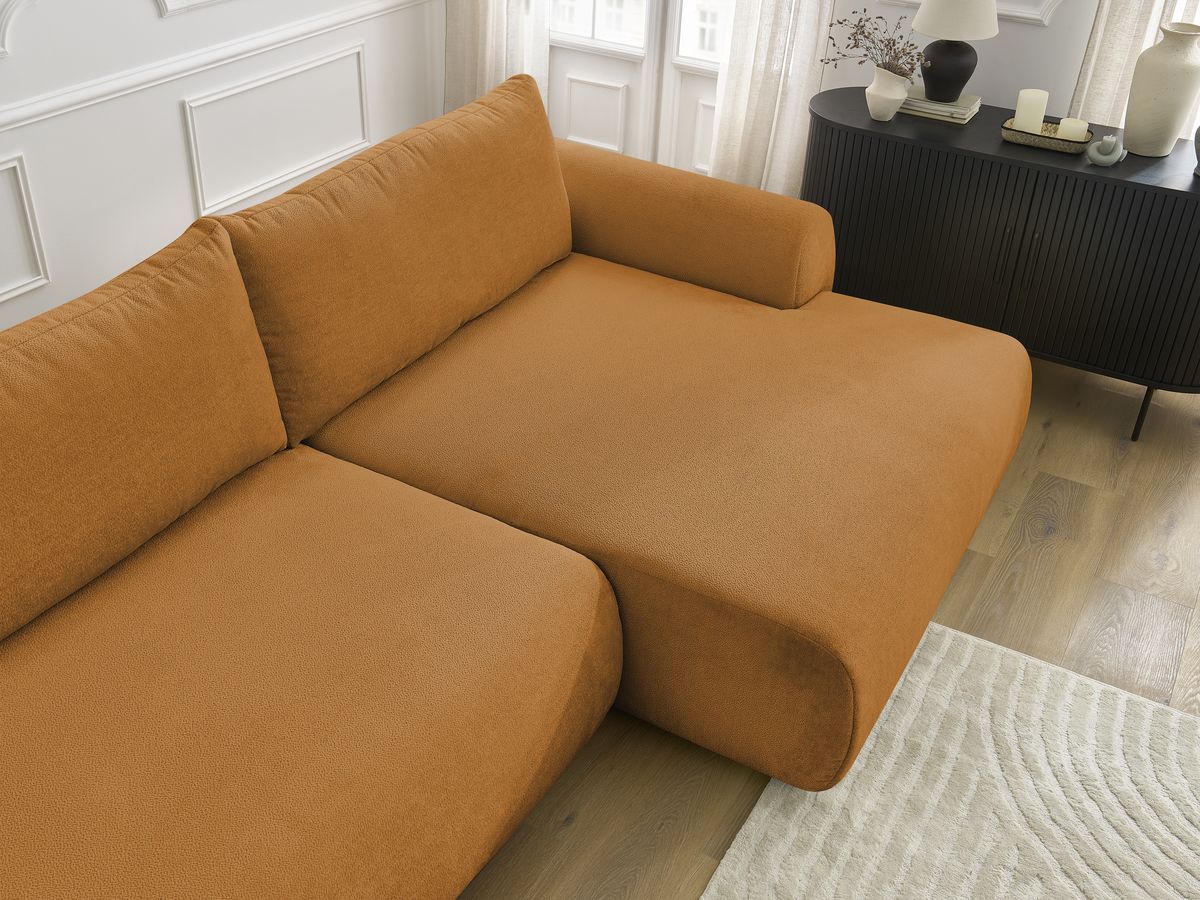 Canapé d'angle convertible coffre LUCIEN tissu lisse