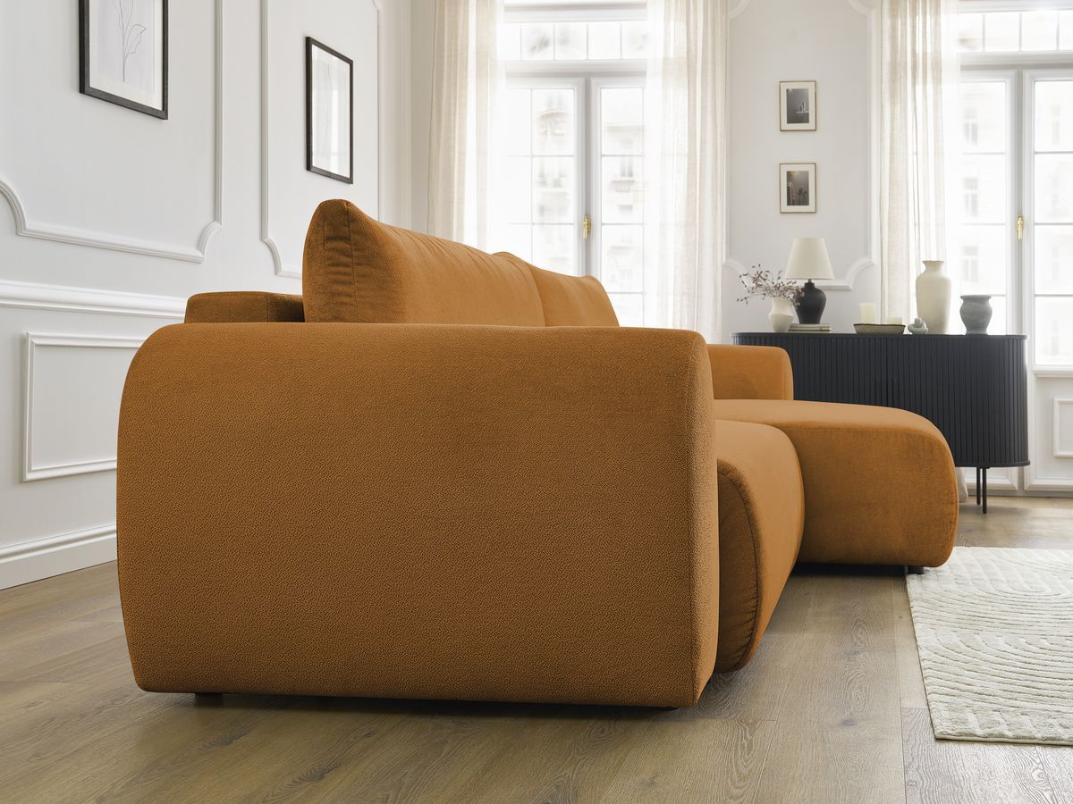 Canapé d'angle convertible coffre LUCIEN tissu lisse