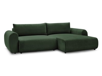 Canapé d'angle convertible coffre LUCIEN tissu lisse