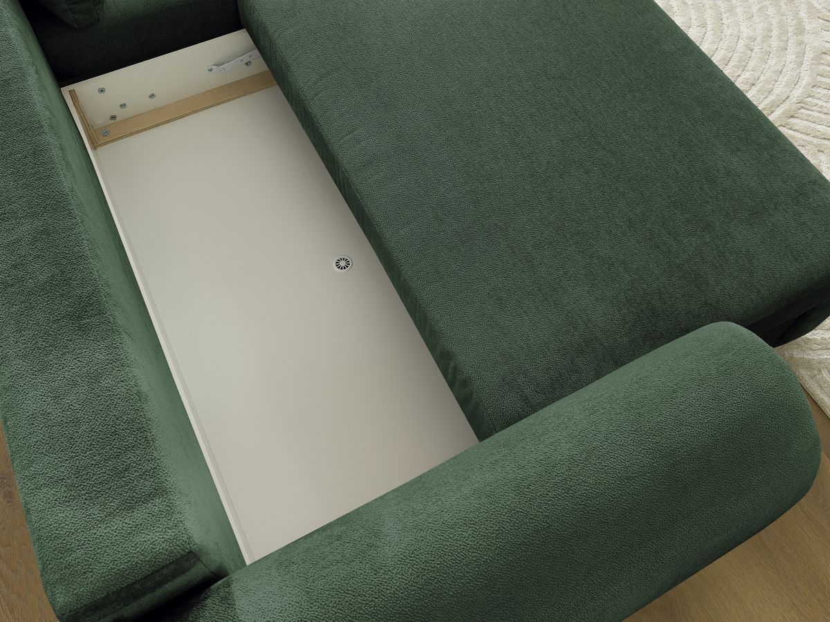 Canapé d'angle convertible coffre LUCIEN tissu lisse