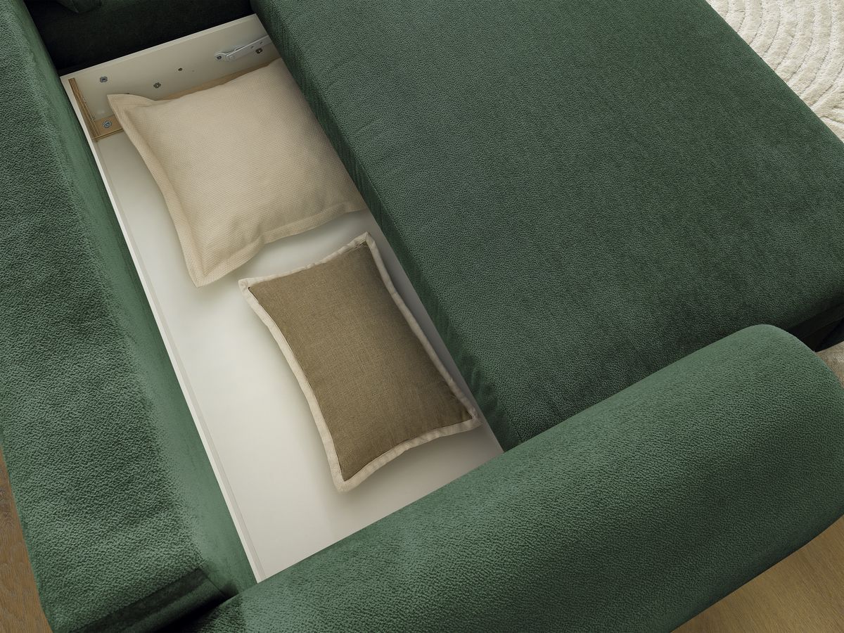 Canapé d'angle convertible coffre LUCIEN tissu lisse