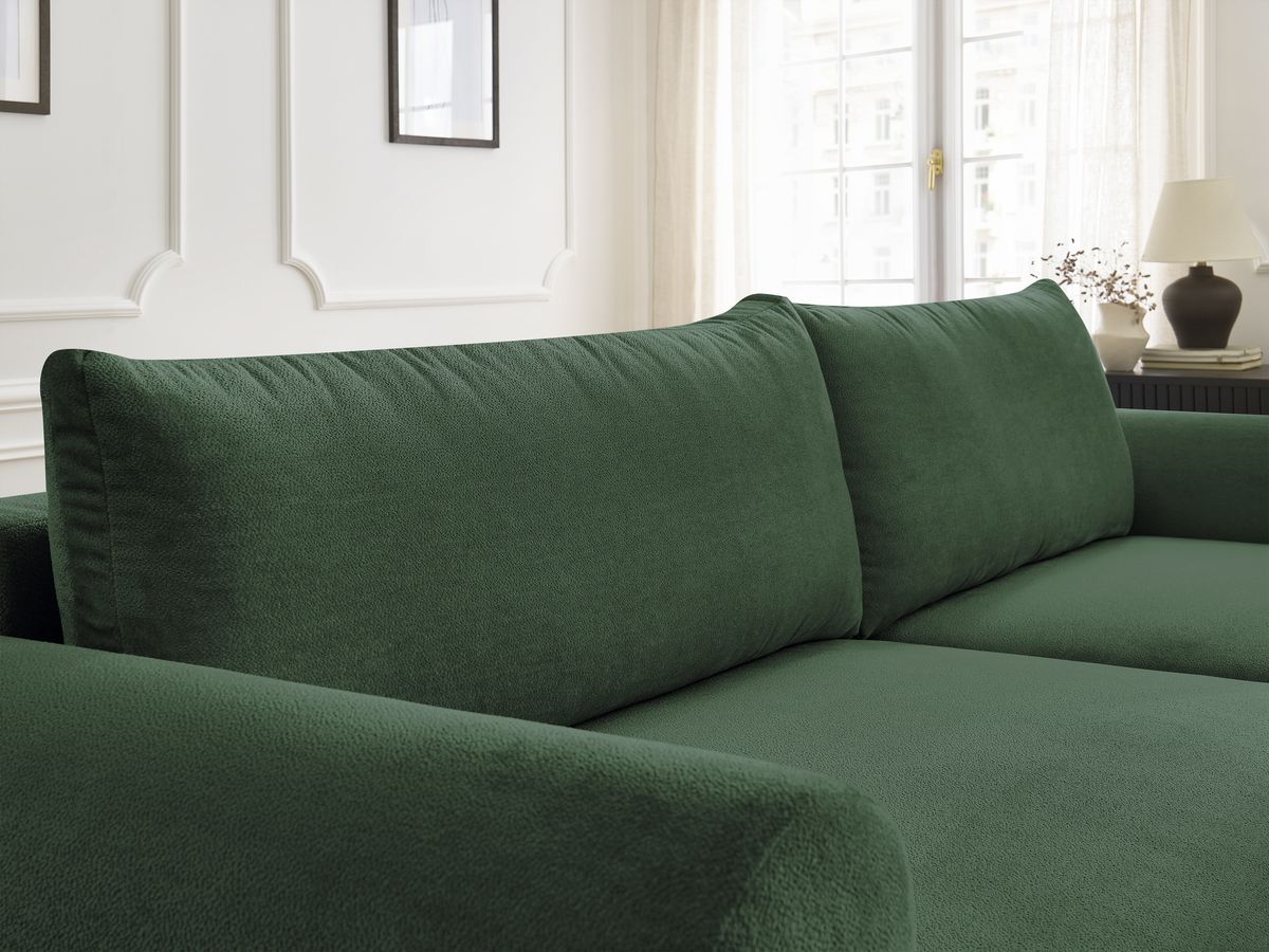 Canapé d'angle convertible coffre LUCIEN tissu lisse