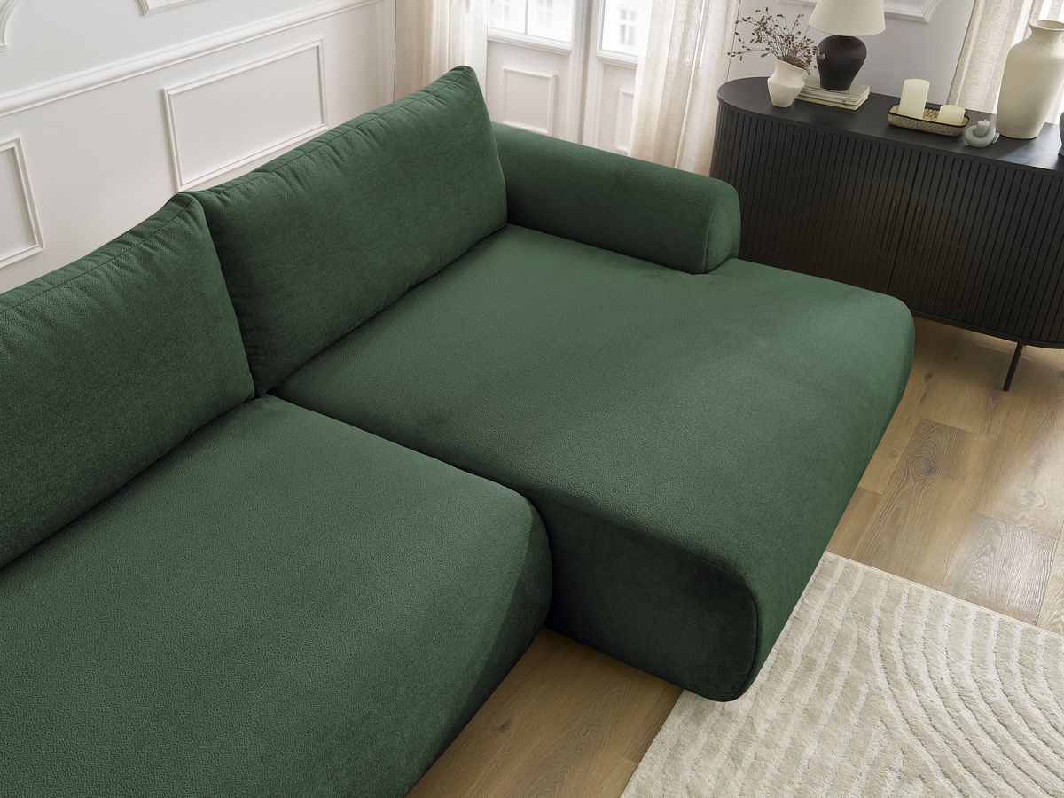 Canapé d'angle convertible coffre LUCIEN tissu lisse