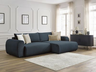 Canapé d'angle convertible coffre LUCIEN tissu lisse