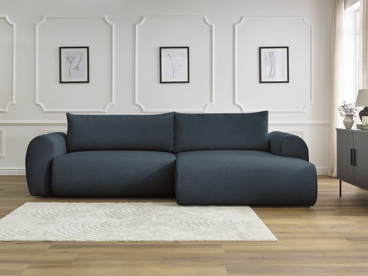 Canapé d'angle convertible coffre LUCIEN lisse bleu foncé — vue 5